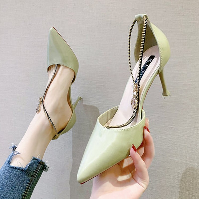 Μοντέρνα παπούτσια με φερμουάρ - ψηλοτάκουνα