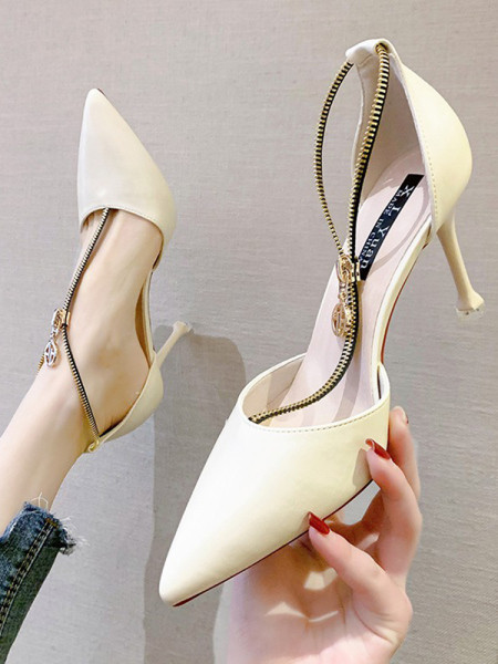 Μοντέρνα παπούτσια με φερμουάρ - ψηλοτάκουνα