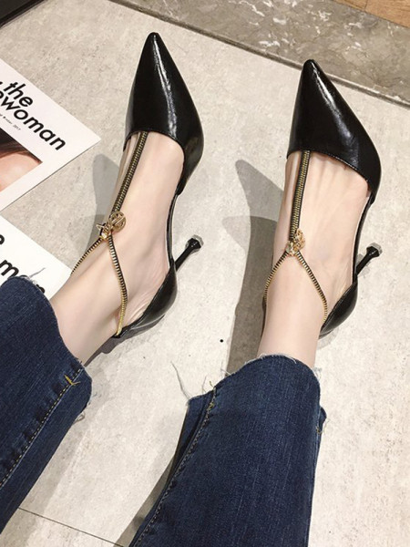 Μοντέρνα παπούτσια με φερμουάρ - ψηλοτάκουνα