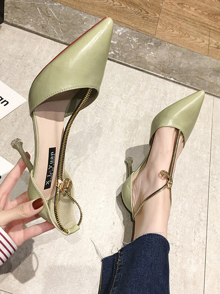 Μοντέρνα παπούτσια με φερμουάρ - ψηλοτάκουνα