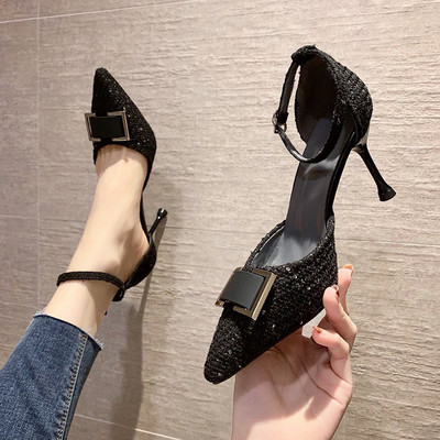 Нов модел дамски заострени обувки с тънък висок ток 