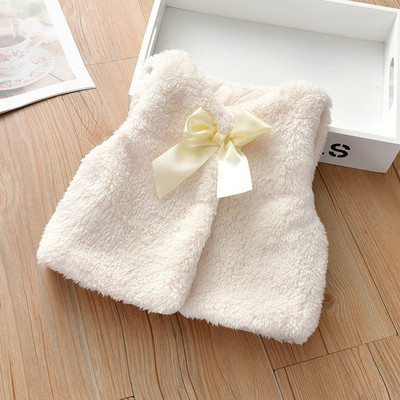 Pūkinė vaikiška liemenė su kaspinu tinka mergaitėms