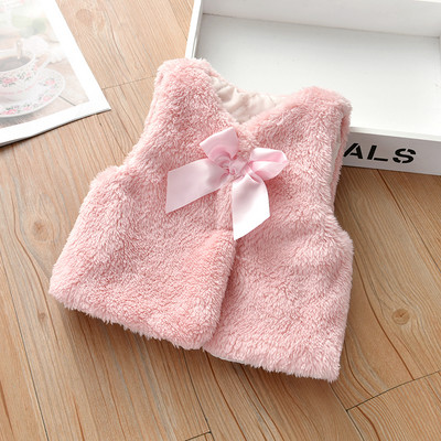 Pūkinė vaikiška liemenė su kaspinu tinka mergaitėms