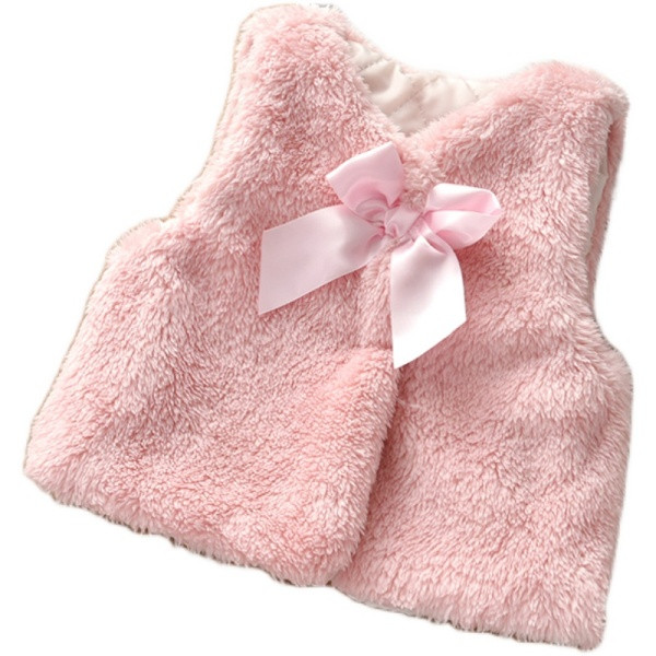 Pūkinė vaikiška liemenė su kaspinu tinka mergaitėms