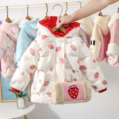 Moodne 3D elementidega laste jope tüdrukutele