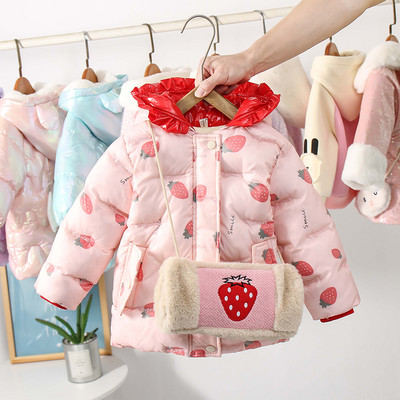 Moodne 3D elementidega laste jope tüdrukutele