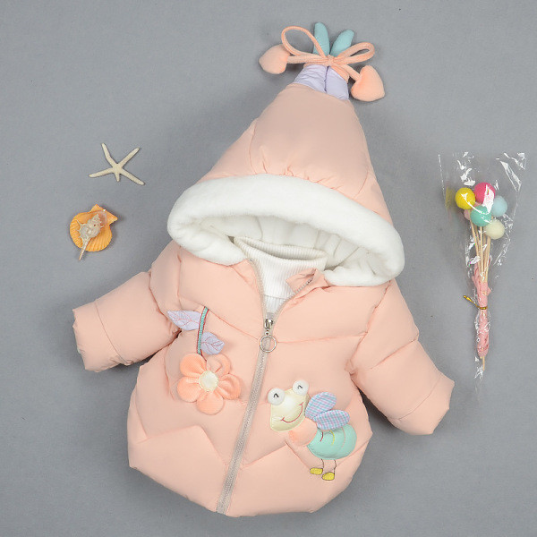 Детско яке за момичета с 3D елемент и качулка