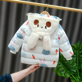 Детско яке за момичета с качулка и цветна апликация