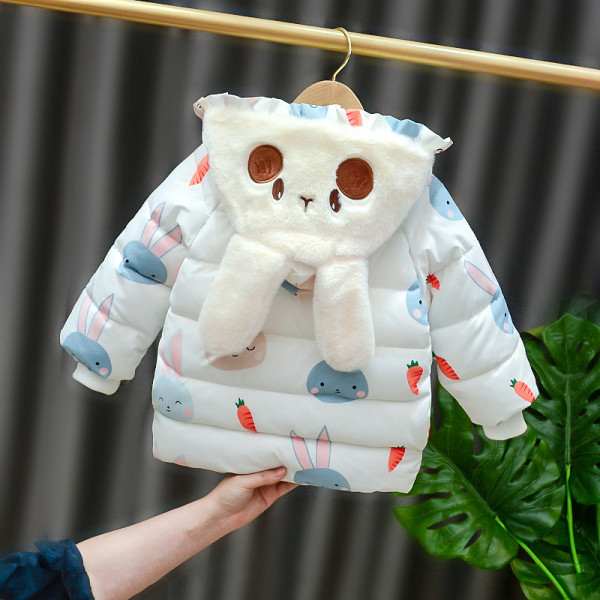 Детско яке за момичета с качулка и цветна апликация 