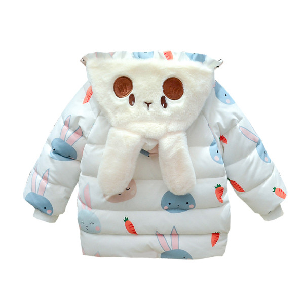 Детско яке за момичета с качулка и цветна апликация 