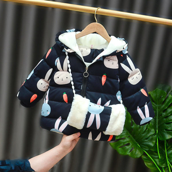 Детско яке за момичета с качулка и цветна апликация 