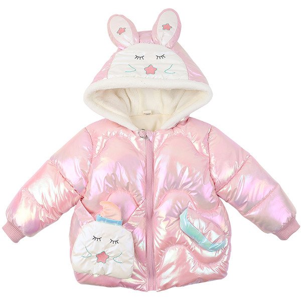 Детско зимно яке с 3D елементи за момичета
