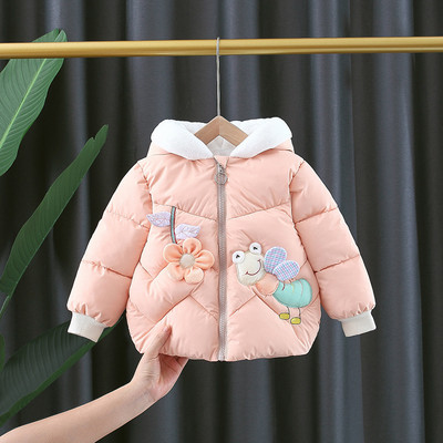 Детско яке за момичета с цип и 3D цвете