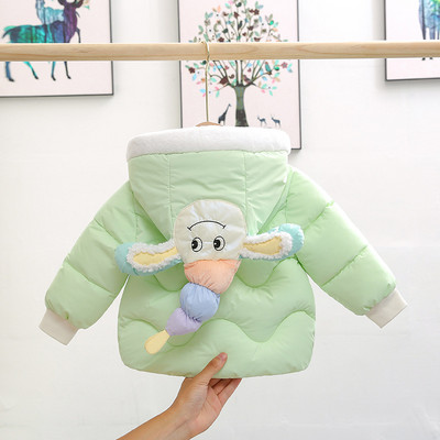 Есенно-зимно детско яке за момичета с 3D цветя