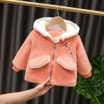 Детско яке с качулка и 3D елемент в два цвята подходящо за момичета