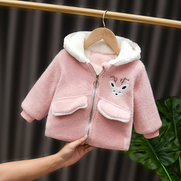 Детско яке с качулка и 3D елемент в два цвята подходящо за момичета