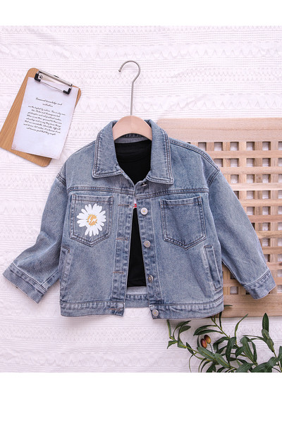 Детско дънково яке с апликация маргаритка