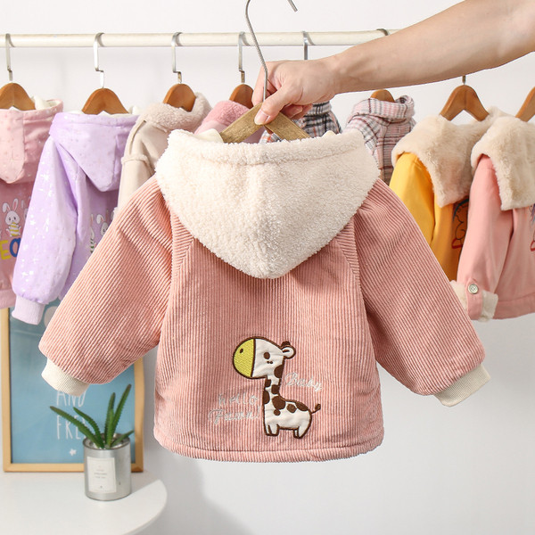 Детско яке с бродерия и качулка-за момичета