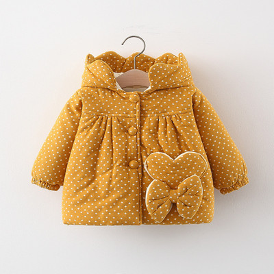 Детско яке подходящо за момичета с качулка и копчета в розов и жълт цвят