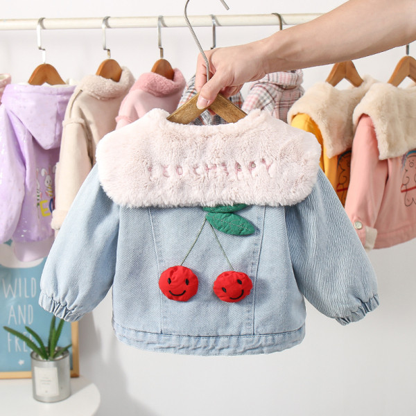 Дънково детско яке с 3D елементи за момичета