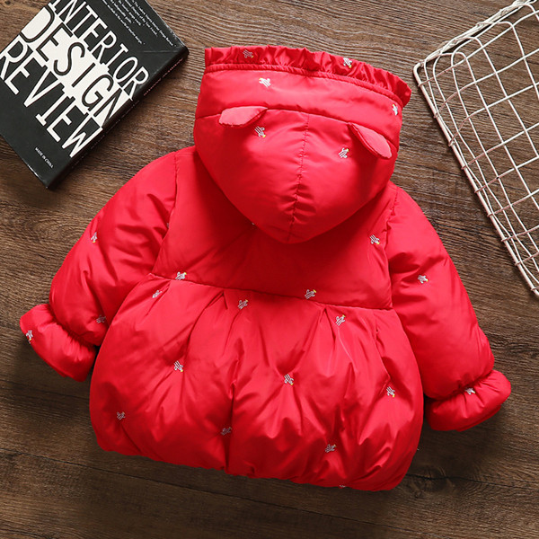 Детско яке с 3D елемент за момичета - червен цвят