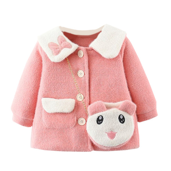 Нов модел детско пролетно яке с копчета и джобове в розов и червен цвят 