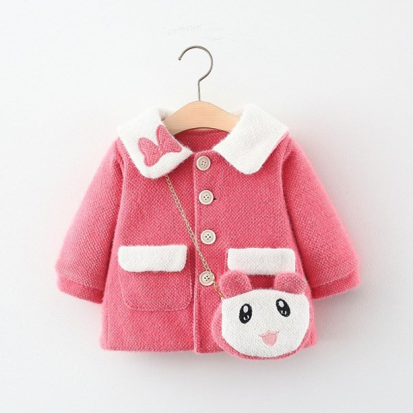 Нов модел детско пролетно яке с копчета и джобове в розов и червен цвят 