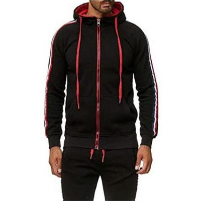 Мъжки суичър втален модел с връзки и цип