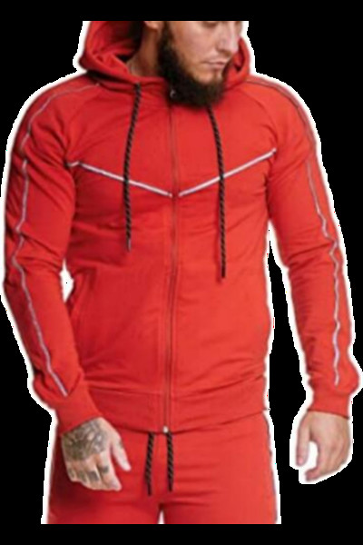 Мъжки суичър изчистен втален модел с цип и качулка