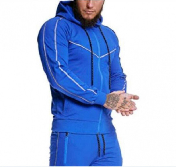 Мъжки суичър изчистен втален модел с цип и качулка