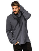 Мъжки суичър изчистен широк модел с връзки