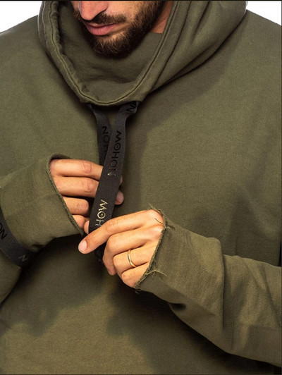 Мъжки суичър изчистен широк модел с връзки