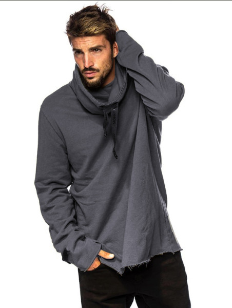 Мъжки суичър изчистен широк модел с връзки