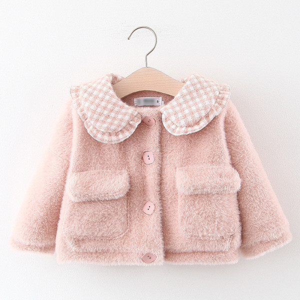 Детско пухено яке с копчета и джобове в няколко цвята