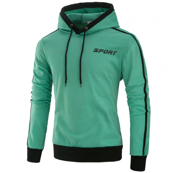 Мъжки суичър изчистен модел без закопчаване с качулка