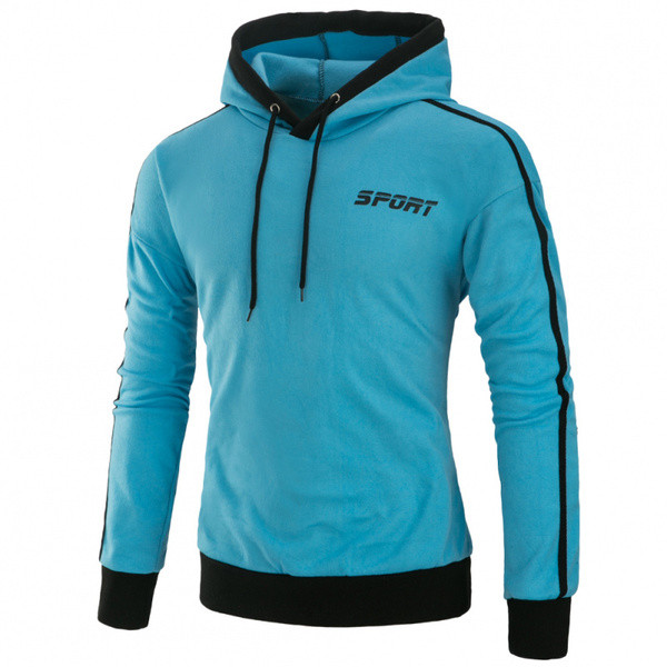 Мъжки суичър изчистен модел без закопчаване с качулка