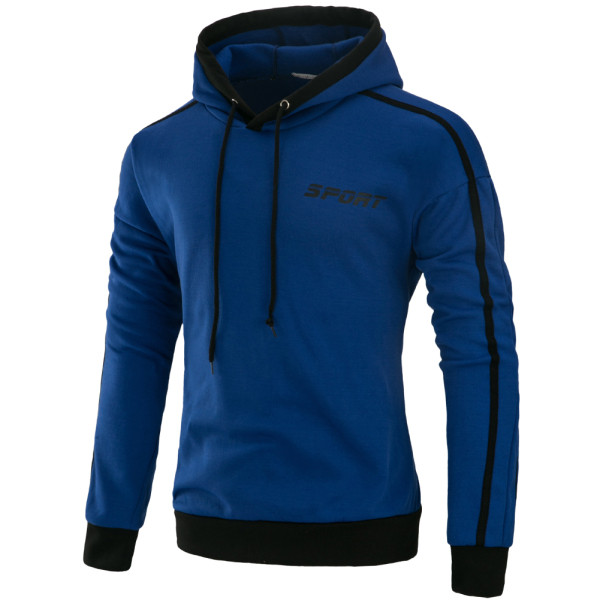 Мъжки суичър изчистен модел без закопчаване с качулка