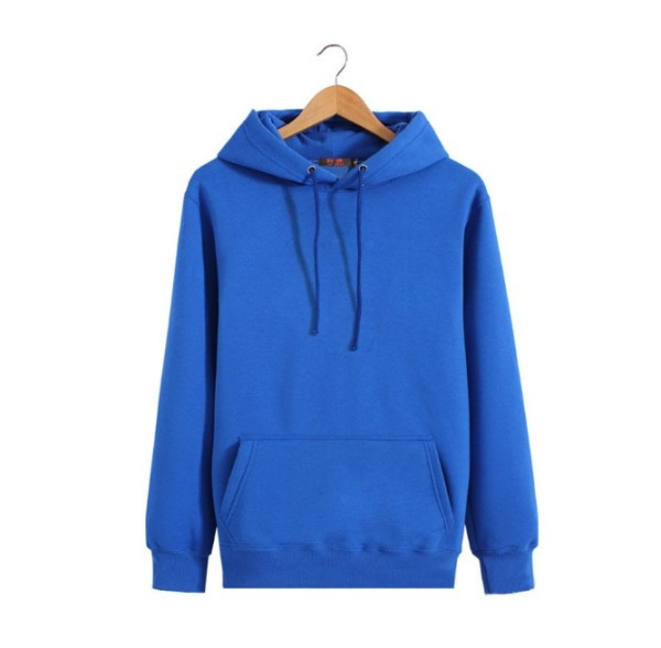 Мъжки суичър изчистен модел с джоб връзки и качулка