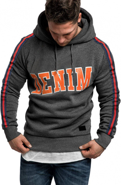 Мъжки суичър втален модел без закопчаване с качулка