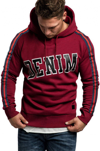 Мъжки суичър втален модел без закопчаване с качулка