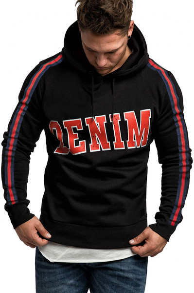 Мъжки суичър втален модел без закопчаване с качулка