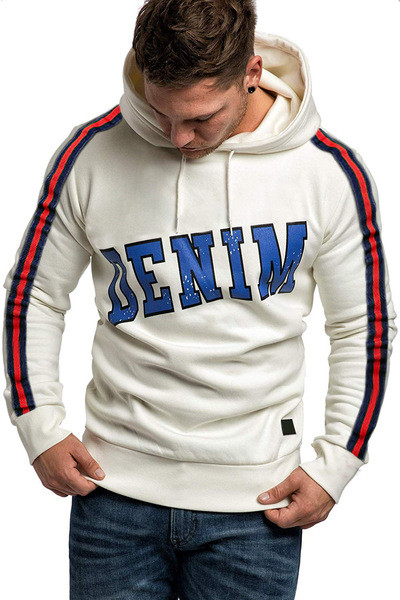 Мъжки суичър втален модел без закопчаване с качулка