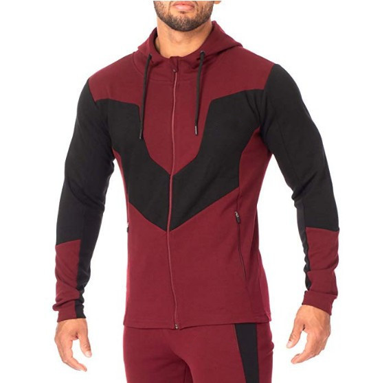 Мъжки суичър втален модел с цип връзки и качулка