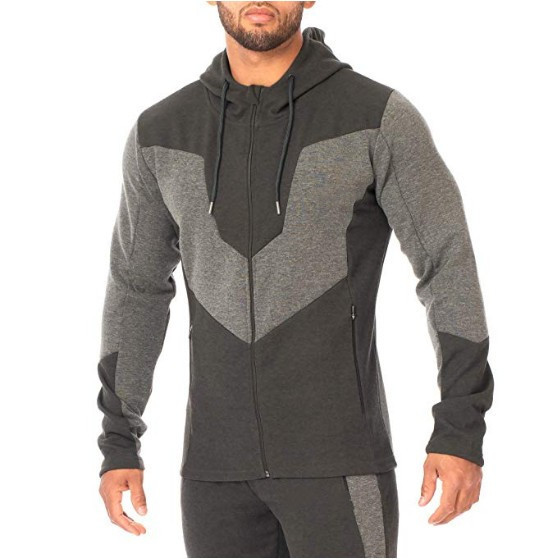 Мъжки суичър втален модел с цип връзки и качулка