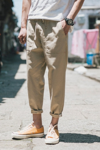 Ανδρικό casual παντελόνι ίσιο μοντέλο με κορδόνι