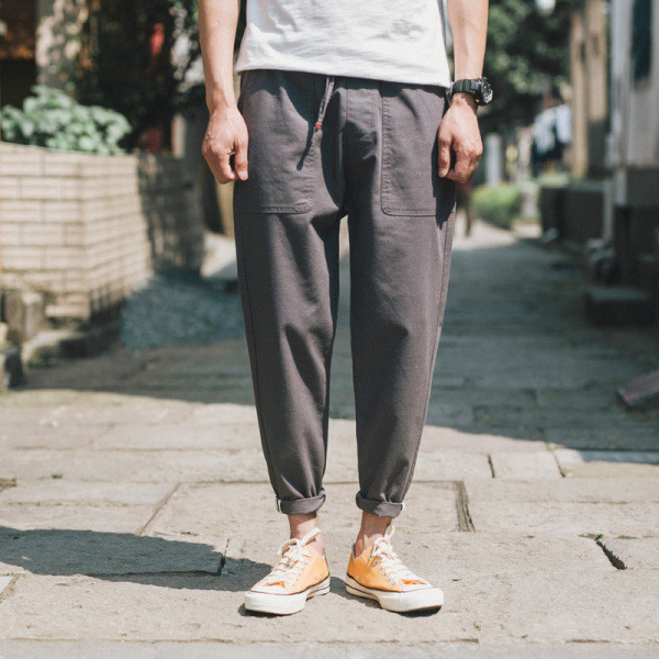 Мъжки ежедневни панталони прав модел с връзки