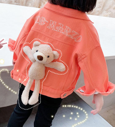 Детско яке с копчета и 3D елемент за момичета