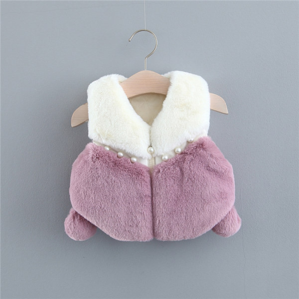 Детски пухен елек с перли в три цвята подходящ за момичета