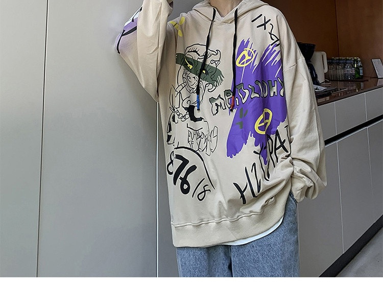 Мъжки актуален суичър без закопчване с надписи