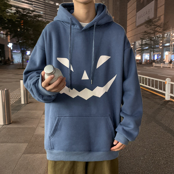 Мъжки суичър широк модел с джоб и качулка